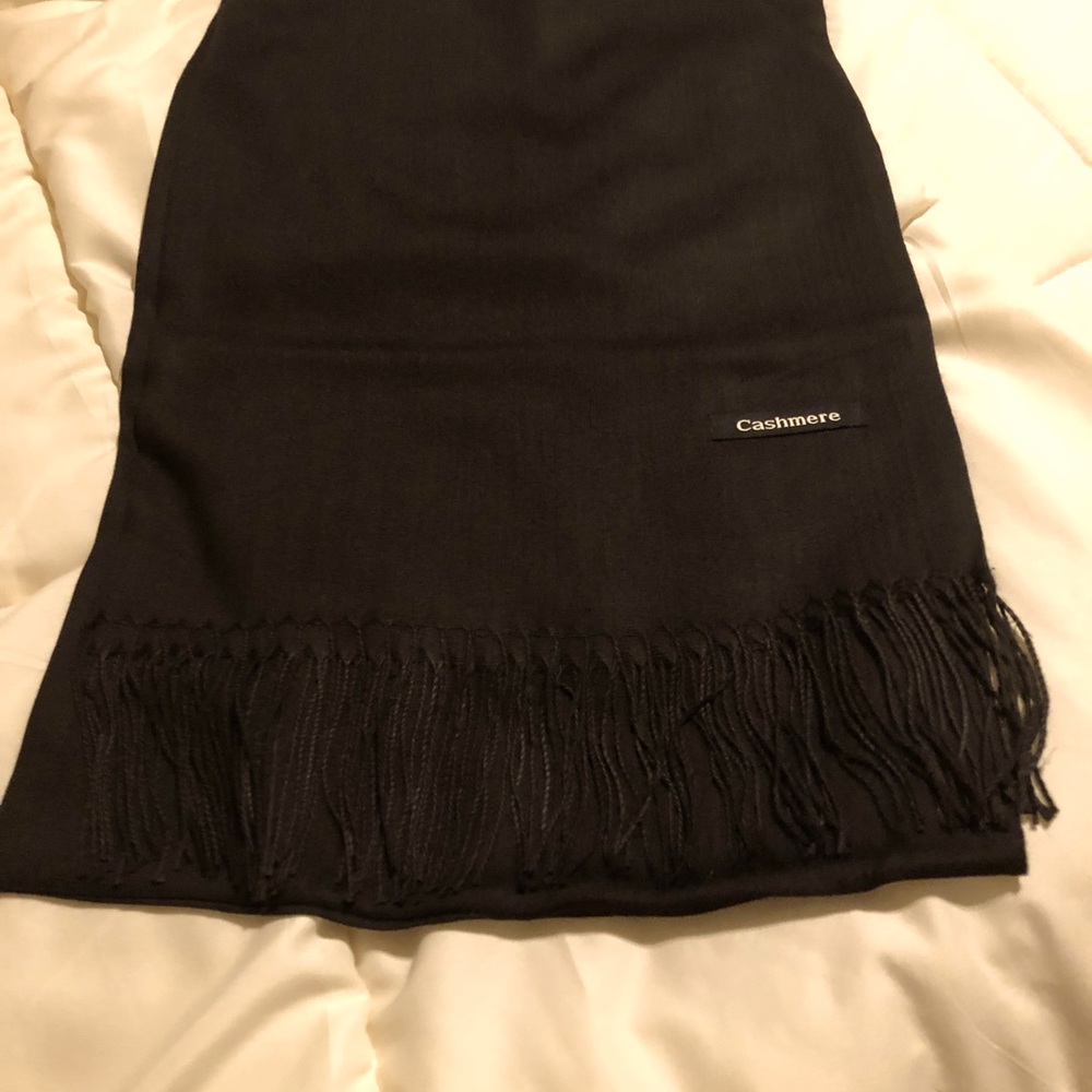 Beautiful Black Cashmere Scarf. New in Bag.